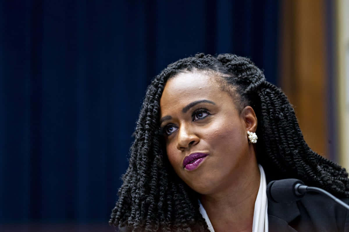 Caption: Ayanna Pressley With Her Long Hair Style Wallpaper