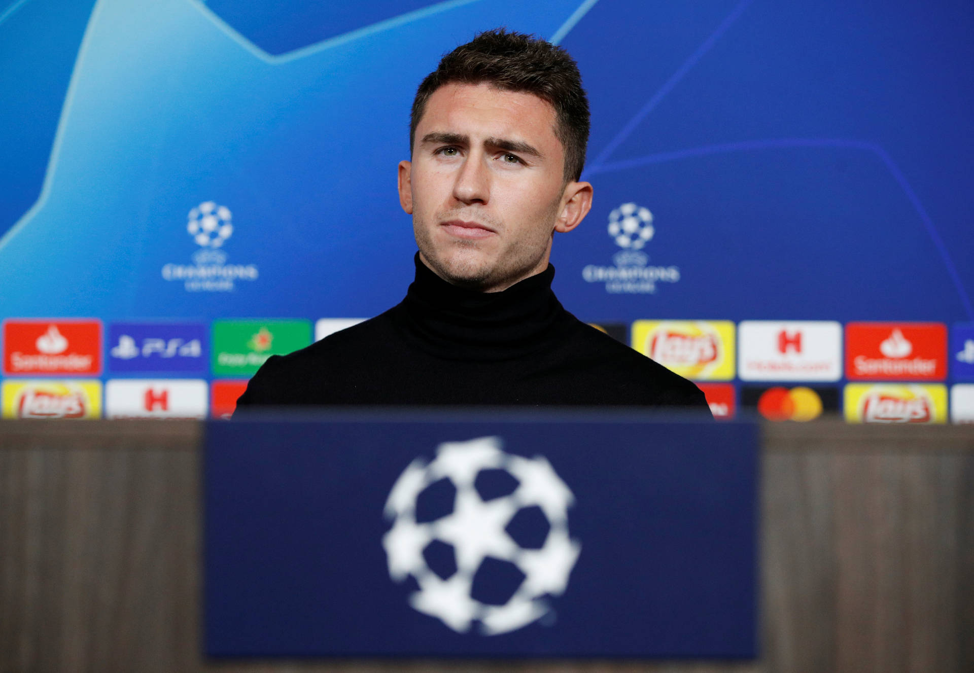 Aymeric Laporte At A Press Conference Wallpaper