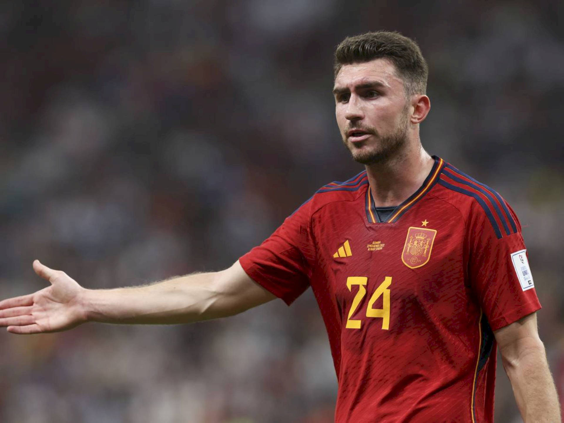 Aymeric Laporte Gesturing With Arm Wallpaper