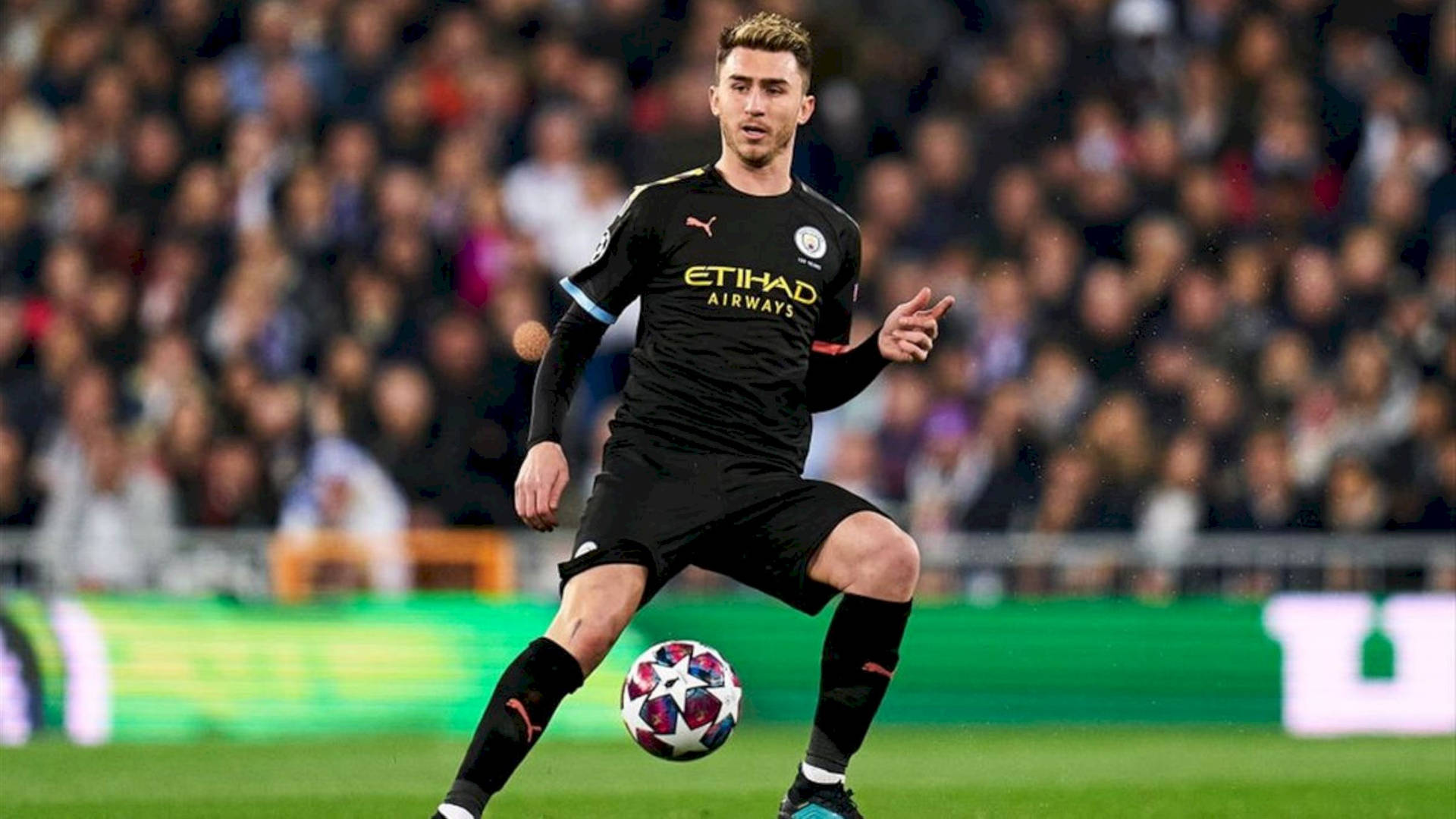 Aymeric Laporte With Football Between Legs Wallpaper