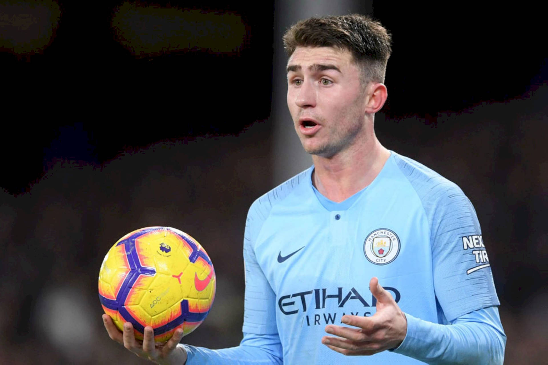 Aymeric Laporte With Football In Hand Wallpaper