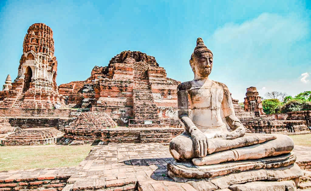Ayutthaya Buddha Statueand Ruins Wallpaper