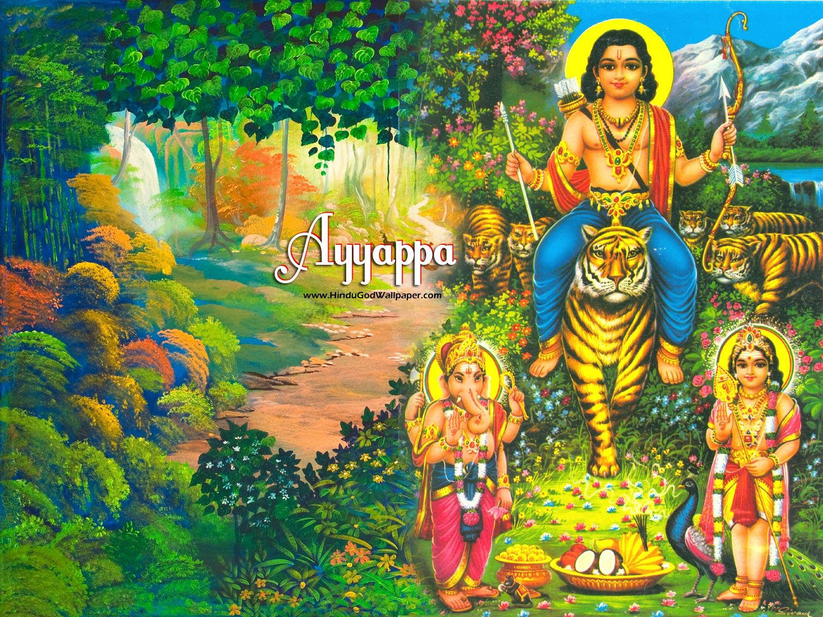Ayyappan Hinduistisk Guddom Natur Wallpaper