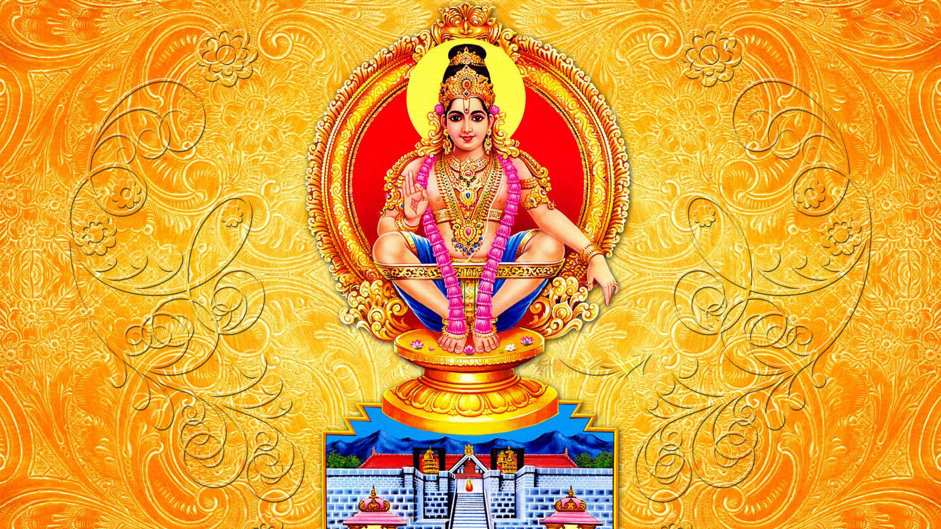 Ayyappan On Sacred Temple Wallpaper