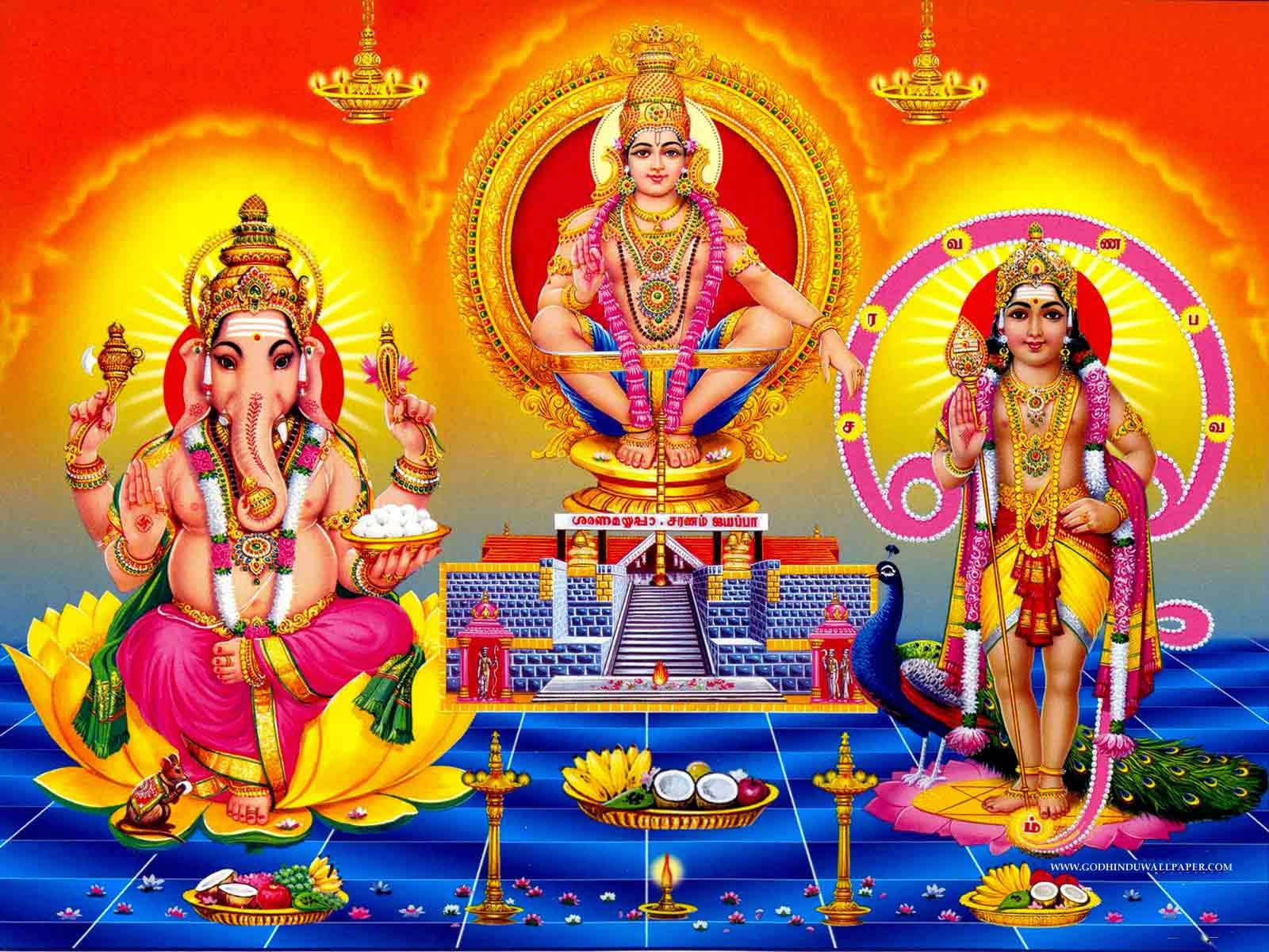 Ayyappan With Hindu Gods Wallpaper