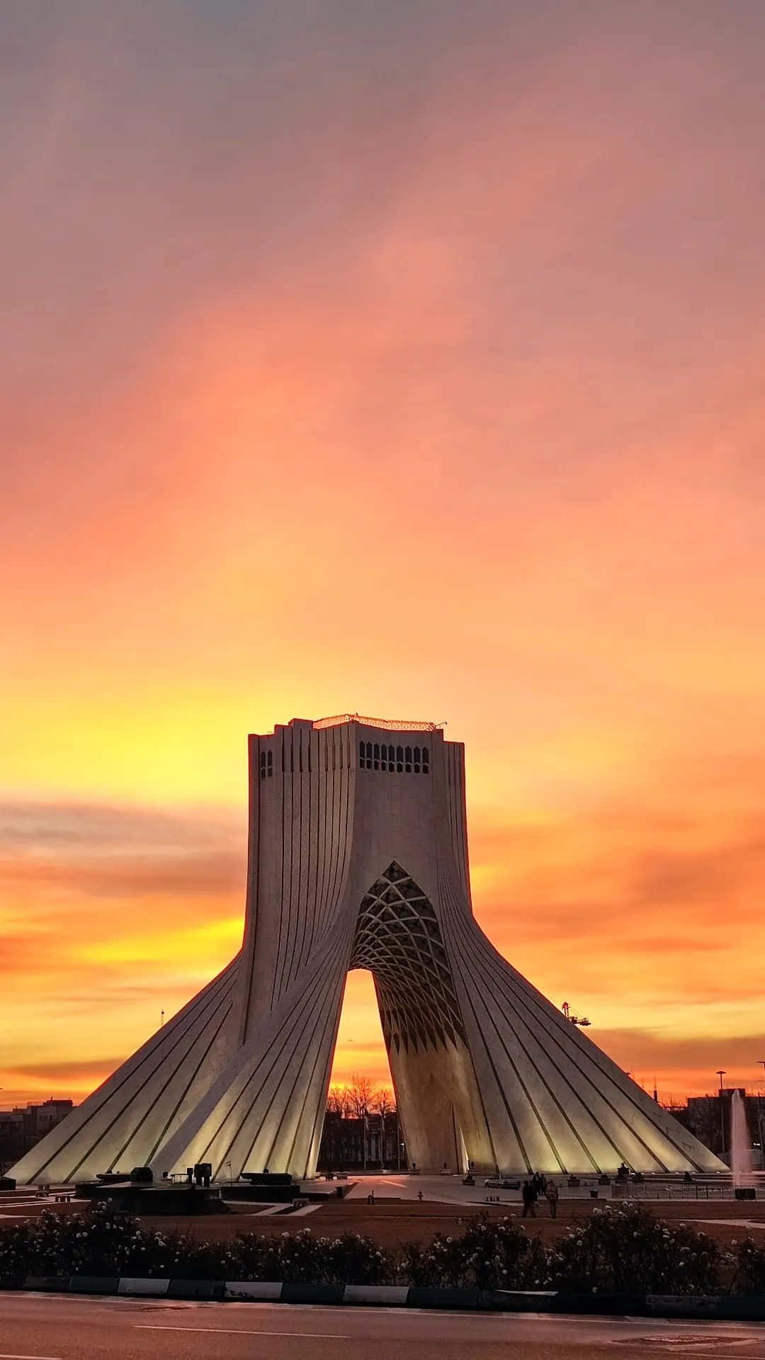 Azadi Tower Iphone Smuk Solnedgang Himmel Tapet Wallpaper