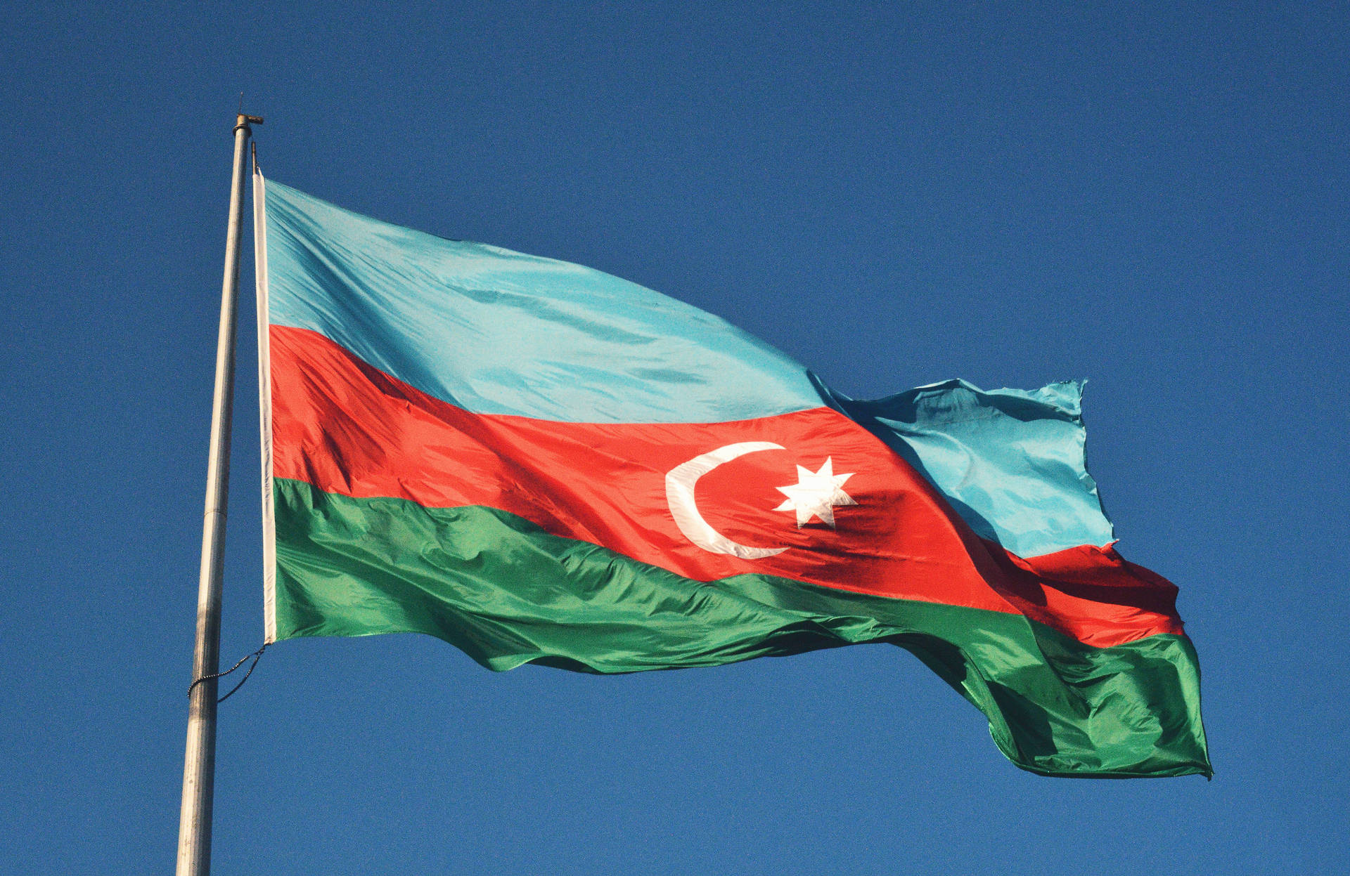 Azerbaijan Flag In Pole