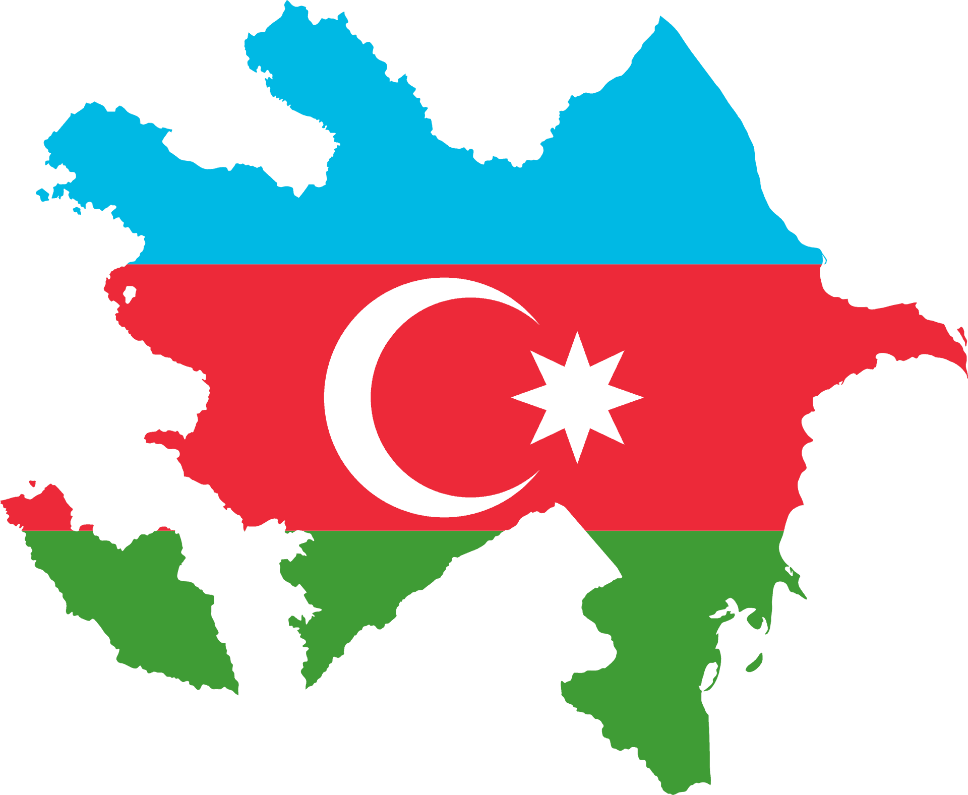 Azerbaijan Flag Map PNG