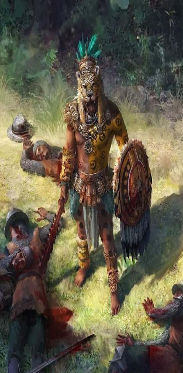 An Aztec Warrior Ready For Battle Wallpaper