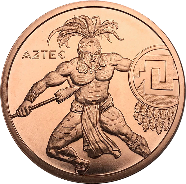 Aztec Warrior Engraving Coin PNG