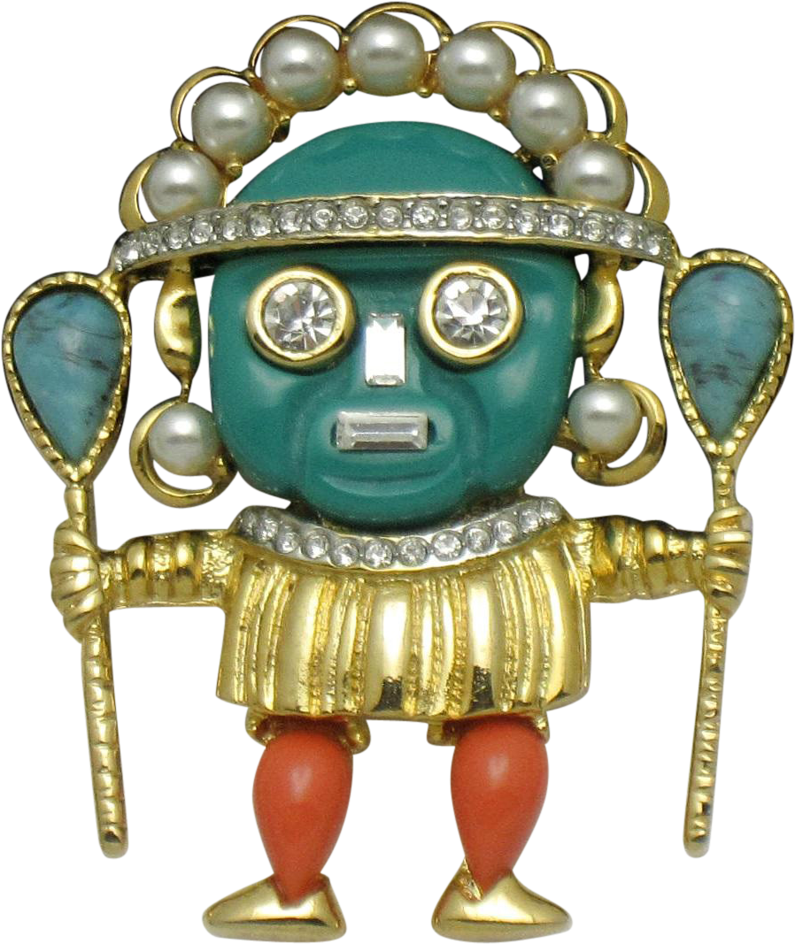 Aztec Warrior Figurine Golden Artifact PNG