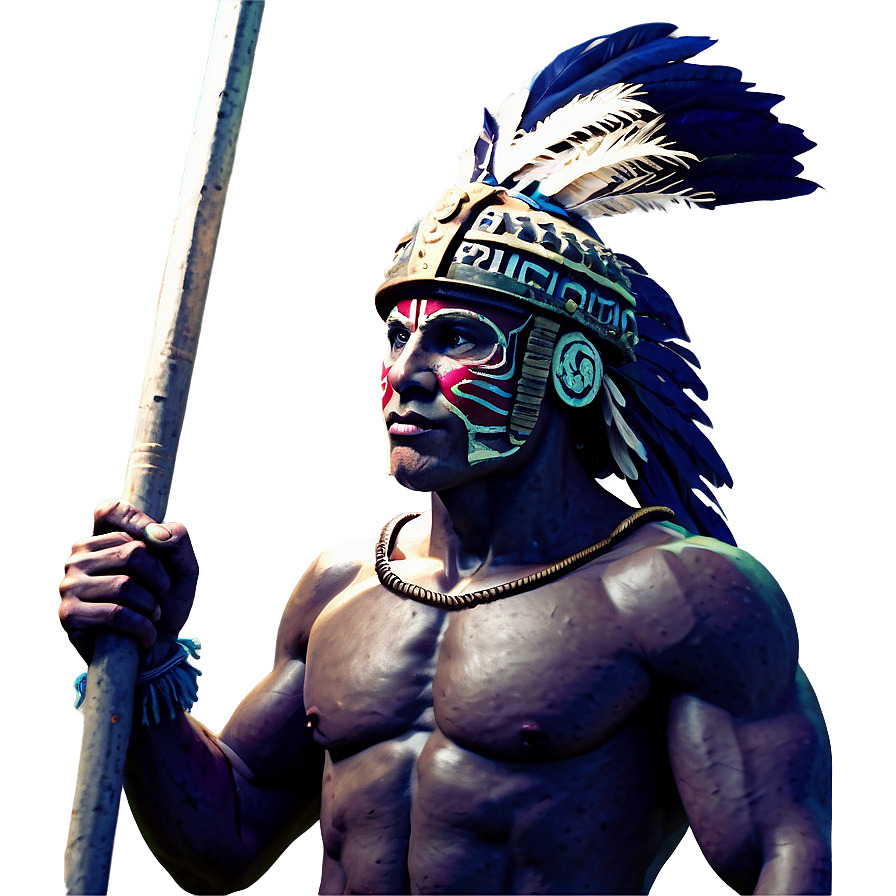 Download Aztec Warrior Holding Flag Png Hlx