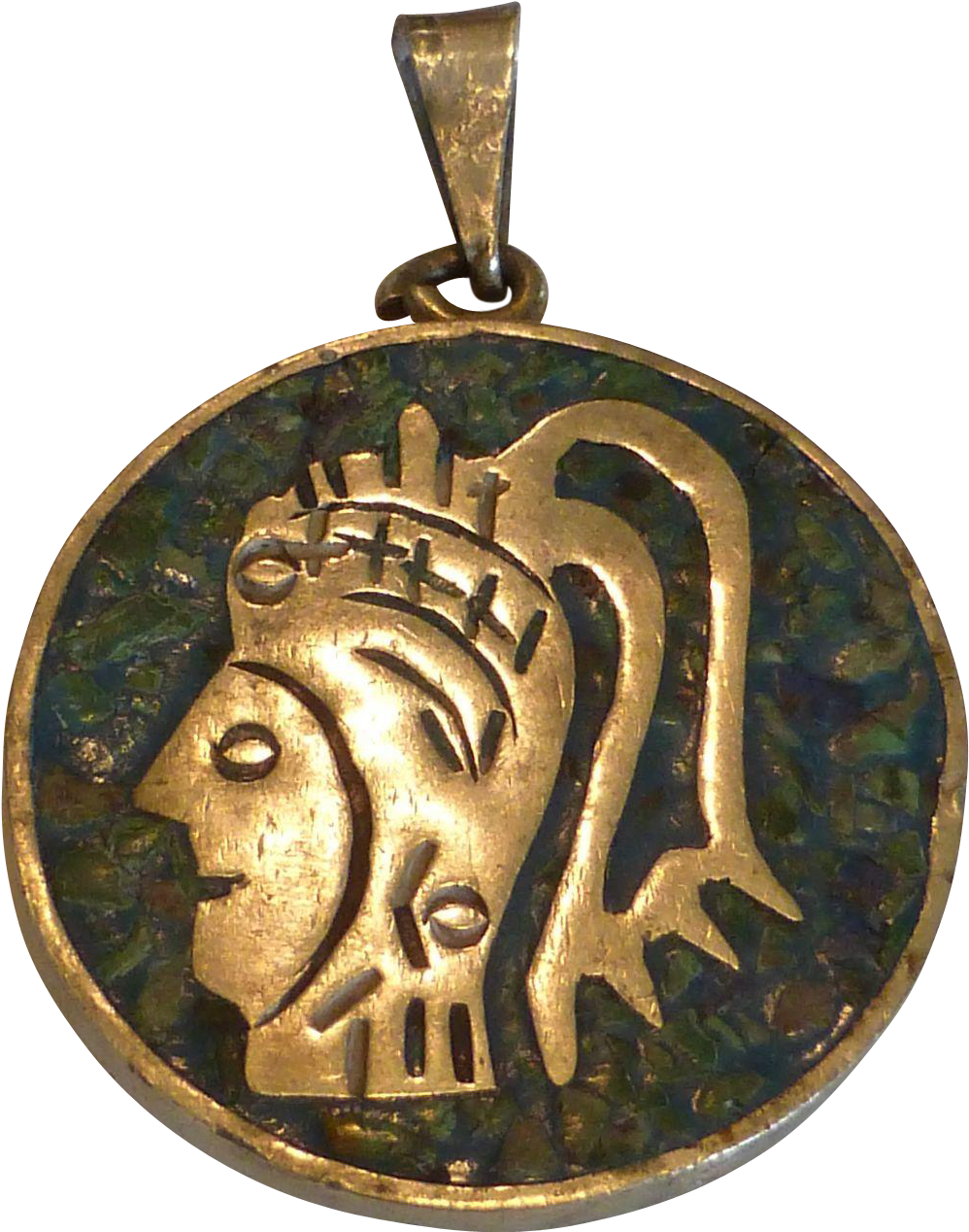 Aztec Warrior Pendant Golden PNG