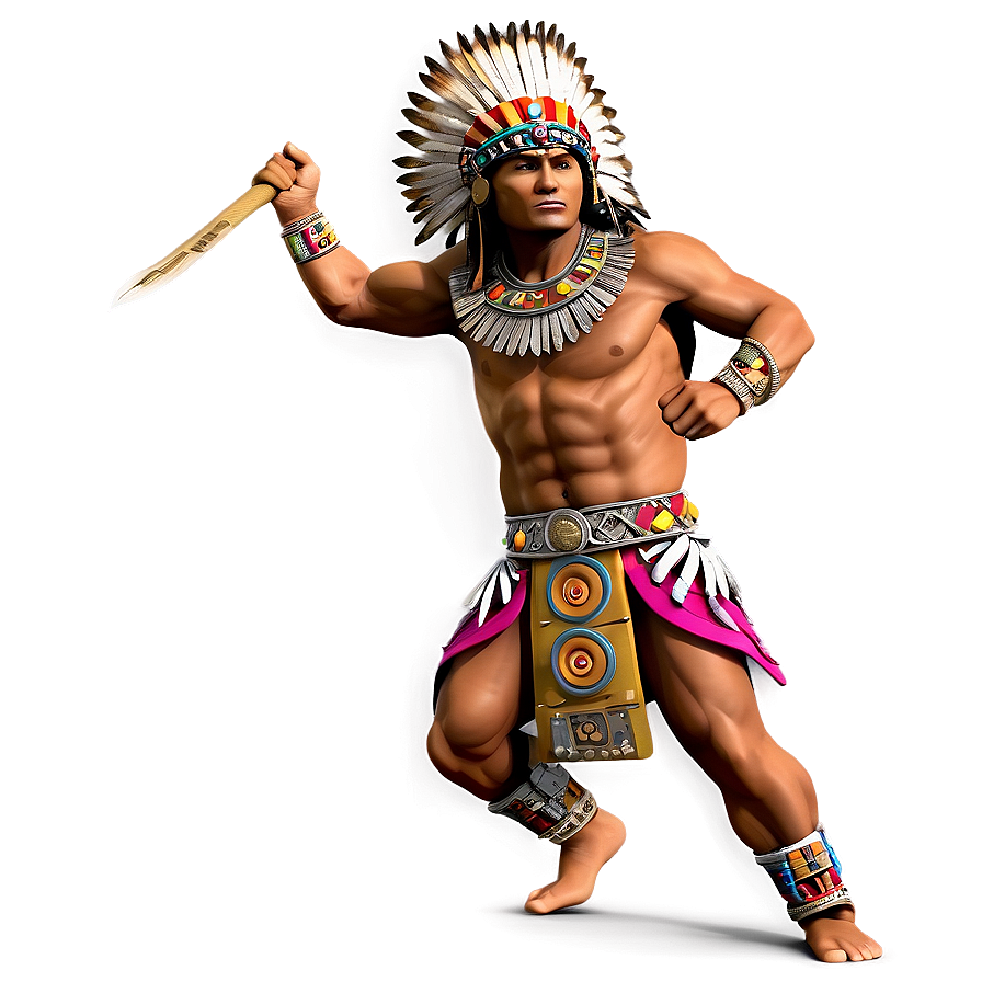 Aztec Warrior With Aztec Calendar Png Jmg32 PNG
