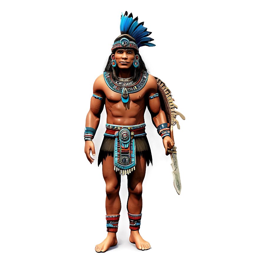 Aztec Warrior With Obsidian Knife Png 06252024 PNG