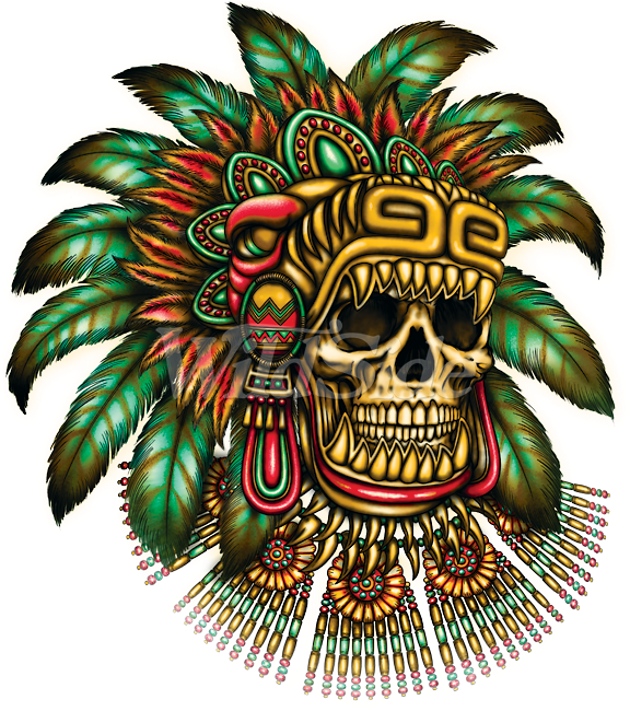Aztec_ Warrior_ Skull_ Artwork PNG