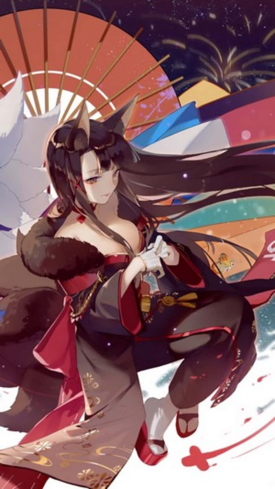 Azur Lane Akagi - Upea Fox Spirit Tyynenmeren Laivastosta Taustakuva