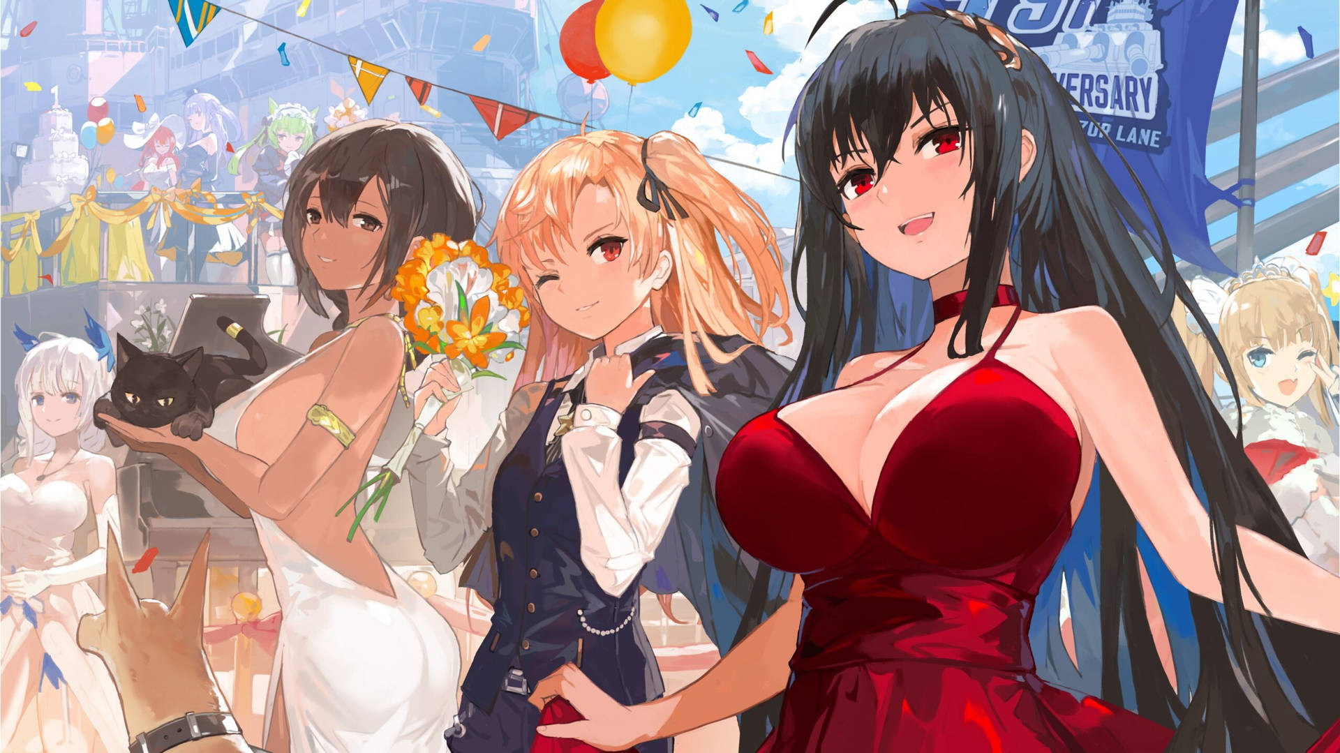Celebrate the One Year Anniversary of Azur Lane with a Party Wallpaper