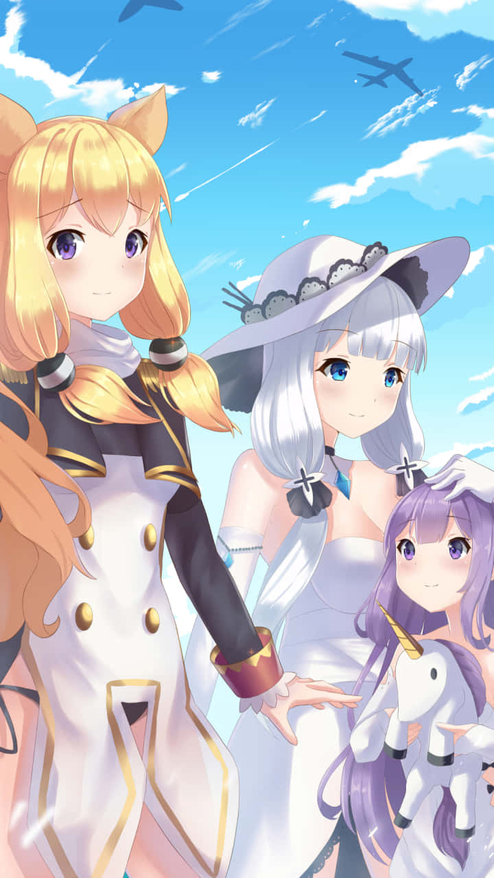 Azur Lane Eenhoorn En Vrienden Achtergrond