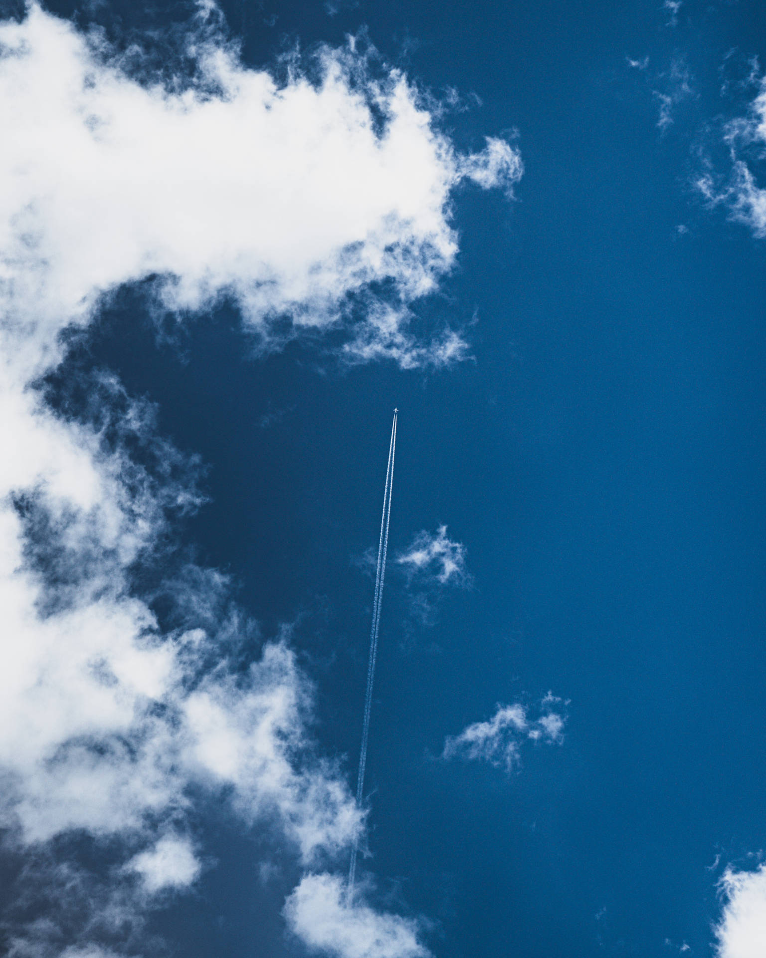 Azure Sky With Jet Wallpaper