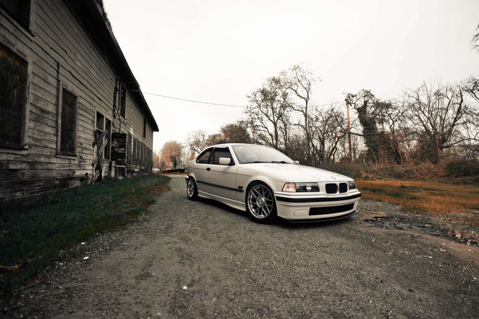 B M W E36 Coupe Near Abandoned House Wallpaper