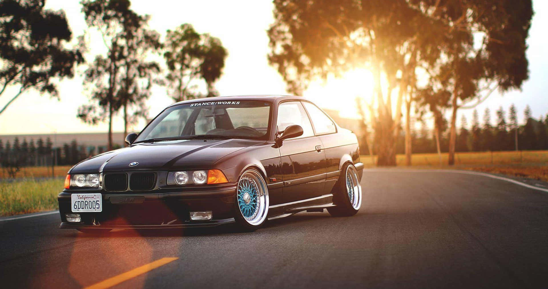 B M W E36 Coupe Sunset Road Wallpaper