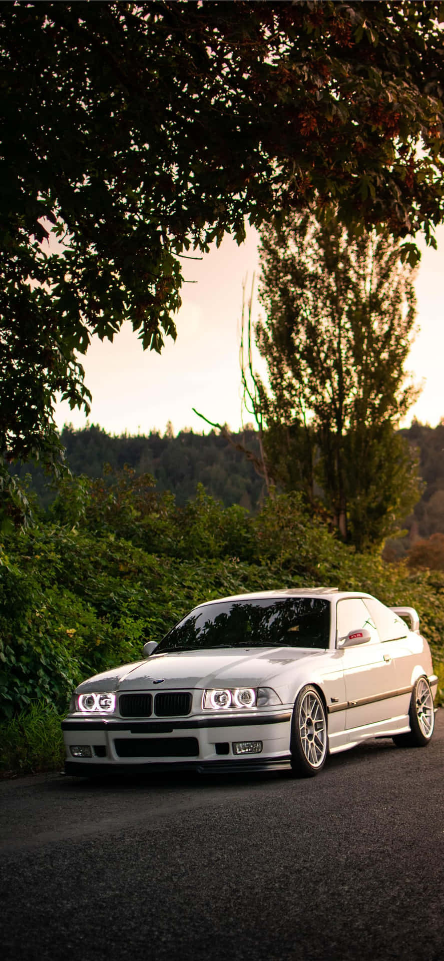 B M W E36 White Coupe Dusk Scenery Wallpaper