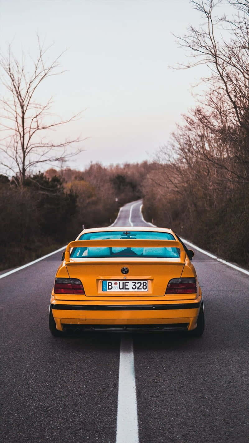 B M W E36 Yellow On Road Wallpaper