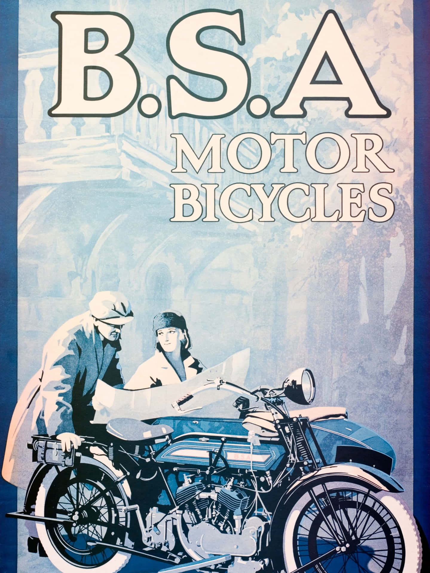 B S A Motor Bicycles Vintage Ad Wallpaper