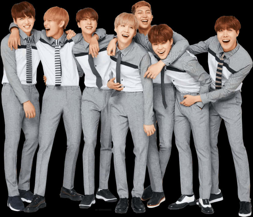B T S Group Laughterin Grey Suits PNG