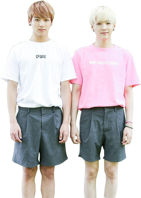 B T S Jungkookand Suga Casual Outfits PNG