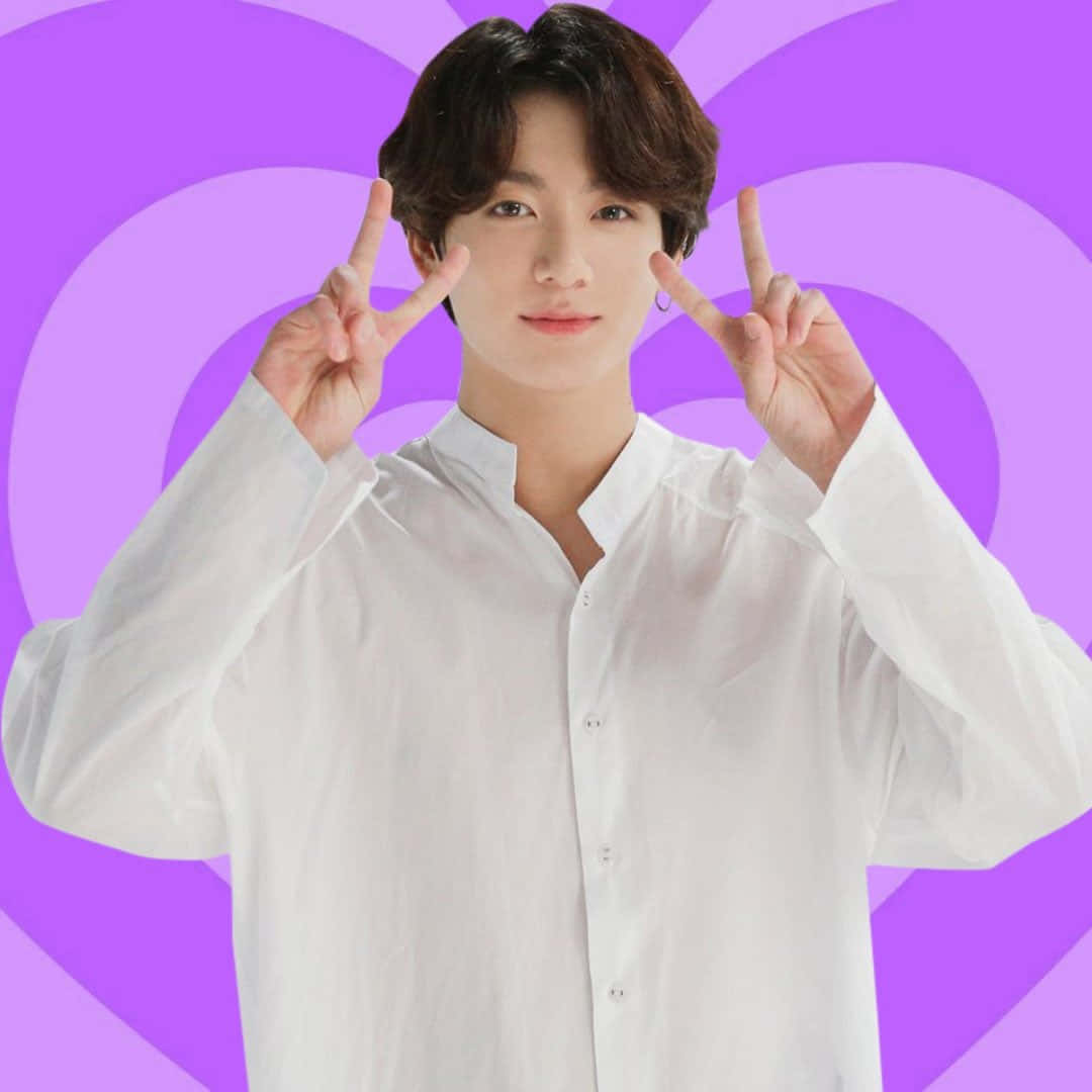 B T S Member Peace Sign Purple Background P F P Wallpaper