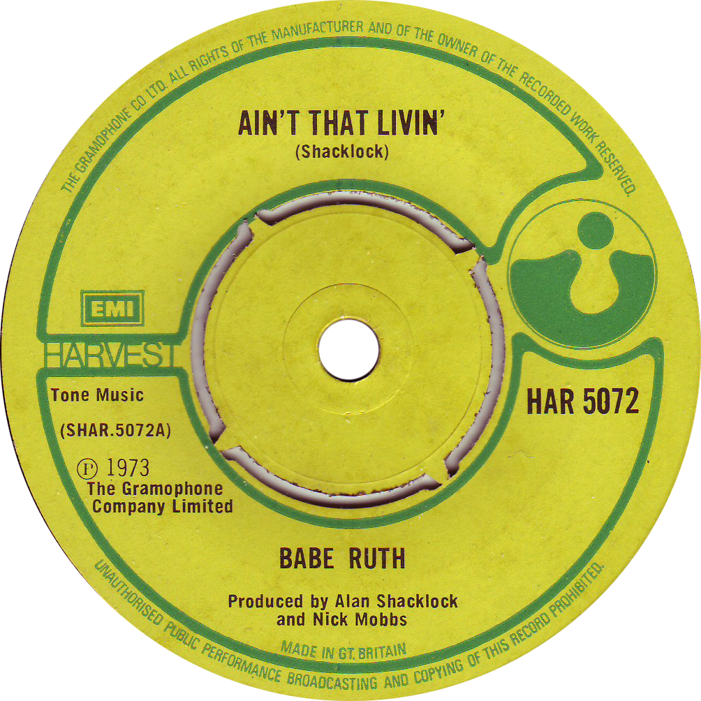 Babe Ruth Aint That Livin Vinyl Record Label1973 PNG