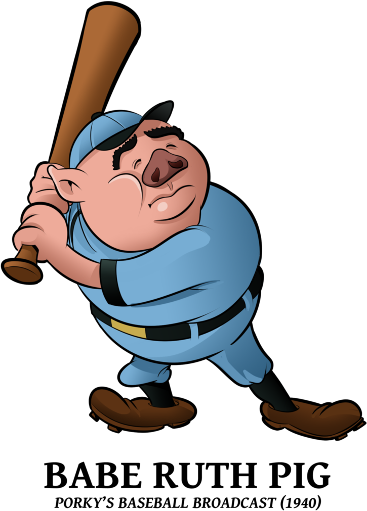 Babe Ruth Pig Cartoon Baseball Player PNG