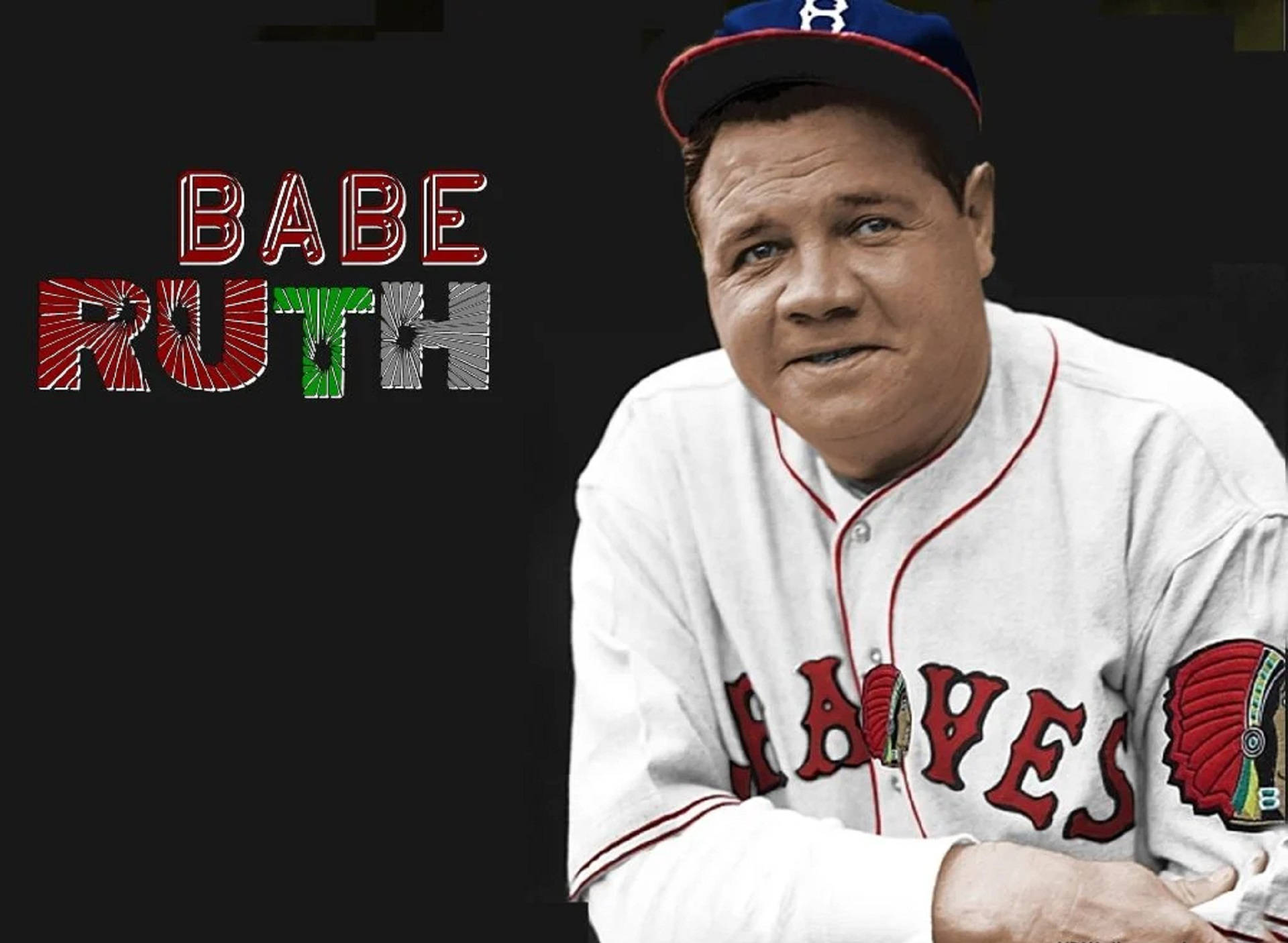 Babe Ruth Poster In Black Wallpaper