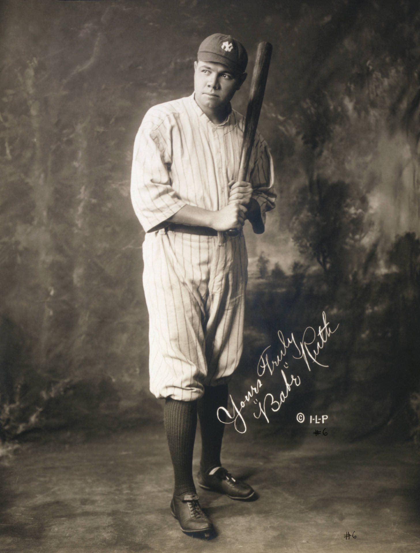 Babe Ruth Poster With Signature Wallpaper