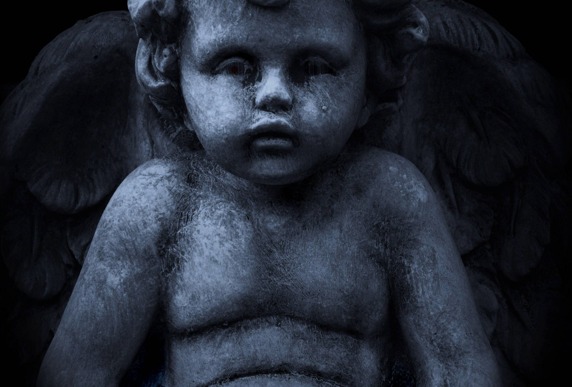 Baby Angel Statue Dark Wallpaper