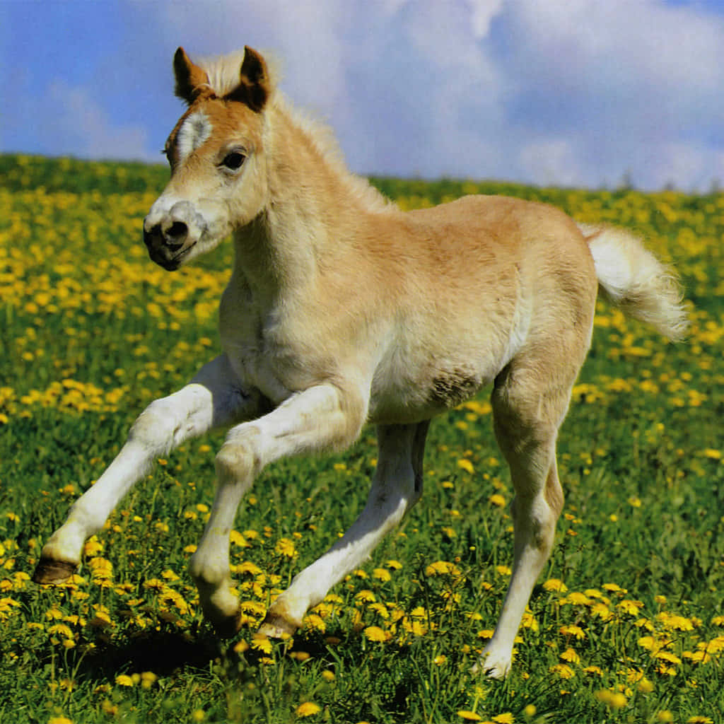 Billedetaf En Hest, Der Løber, Med Babydyr