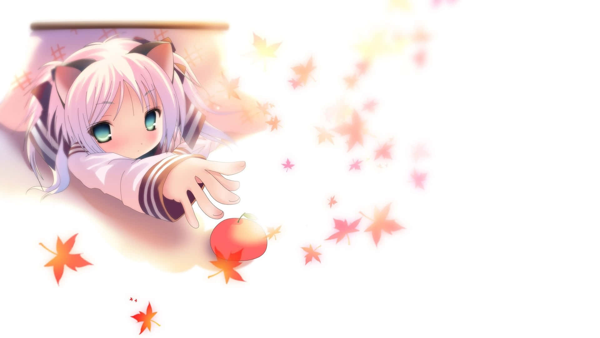 A Girl Is Reaching For An Apple In A Pot Wallpaper