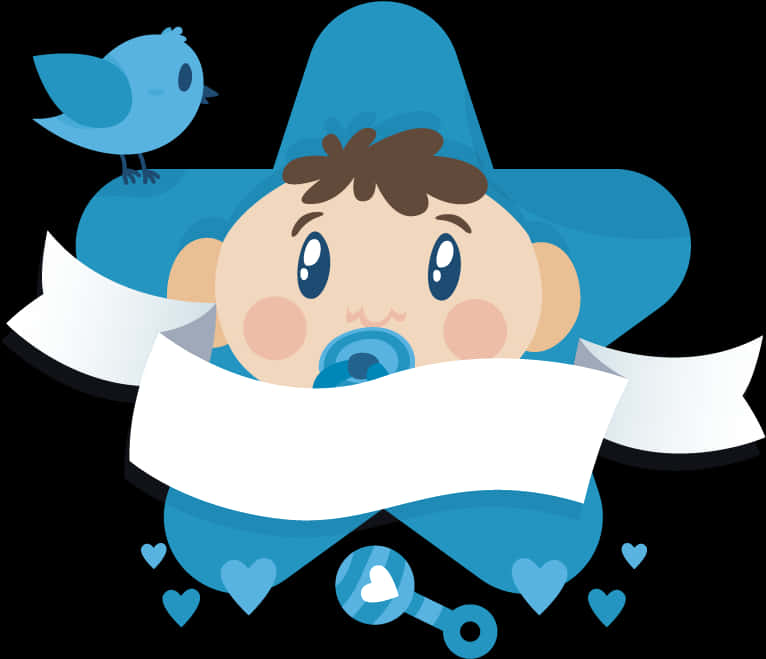 Baby Announcement Blue Theme PNG