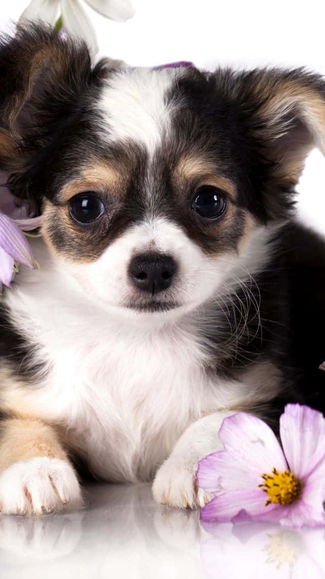 Baby sort og hvid Chihuahua hund tapet Wallpaper