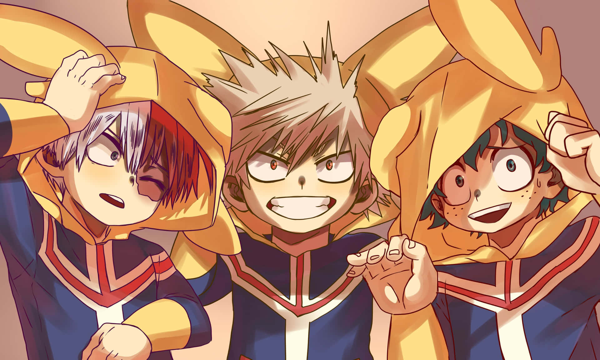 Trespersonajes De Anime Con Orejas De Conejo Y Sombreros. Fondo de pantalla