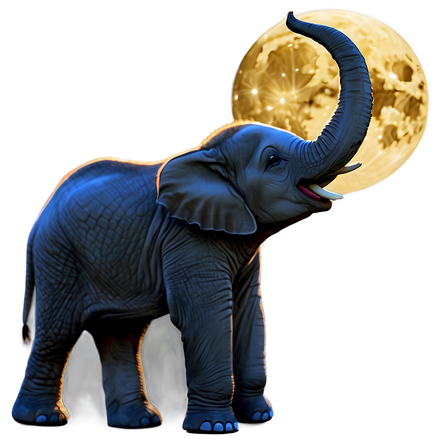 Baby Elephant And Moon Png 06122024 PNG