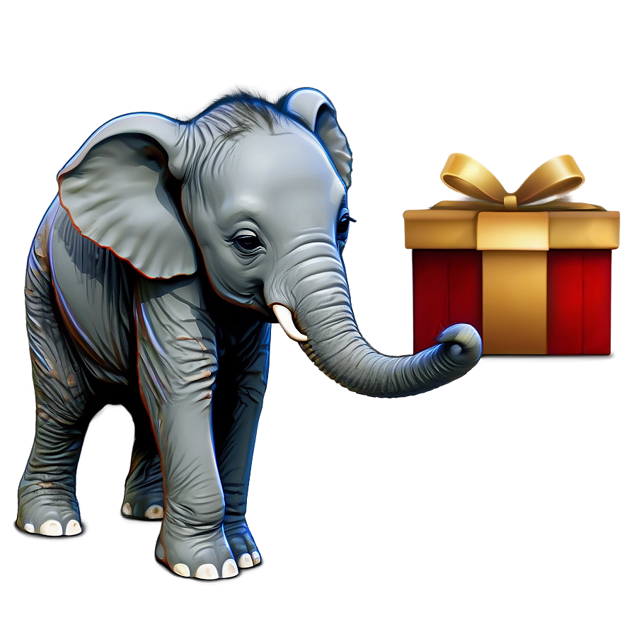 Baby Elephant Gift Png 06122024 PNG