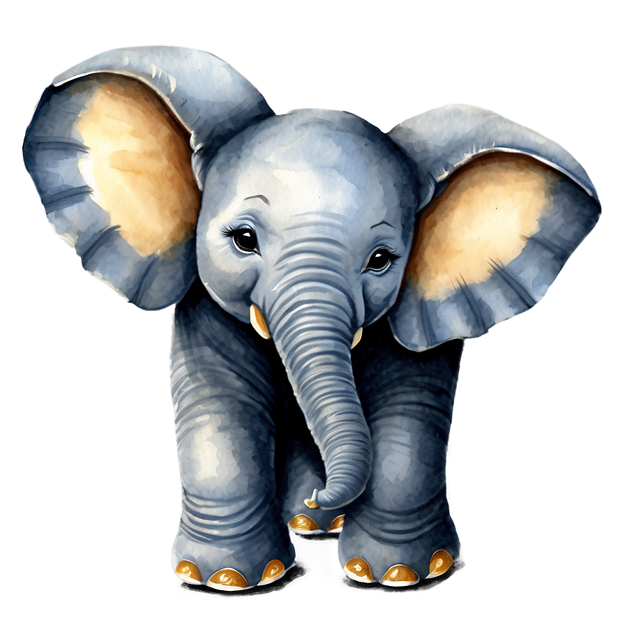 Baby Elephant In Watercolor Png 06122024 PNG