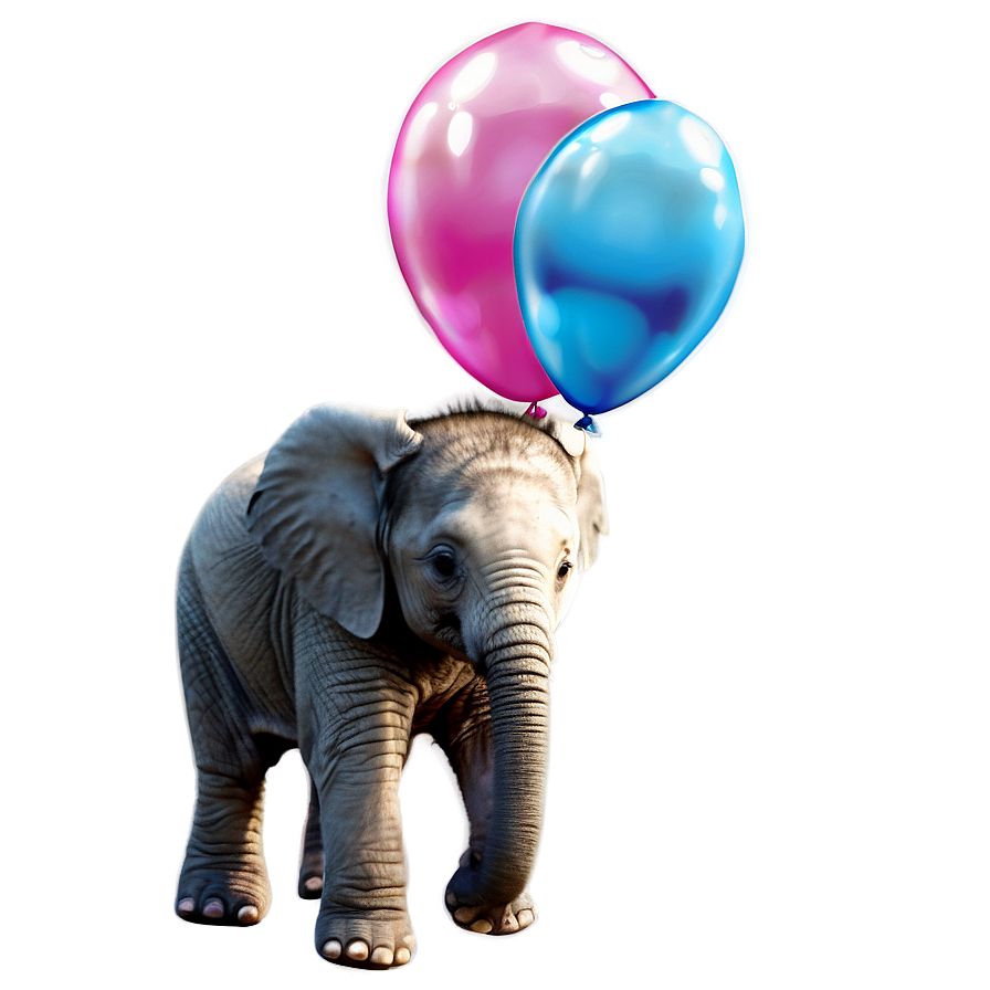 Baby Elephant With Balloon Png 06122024 PNG