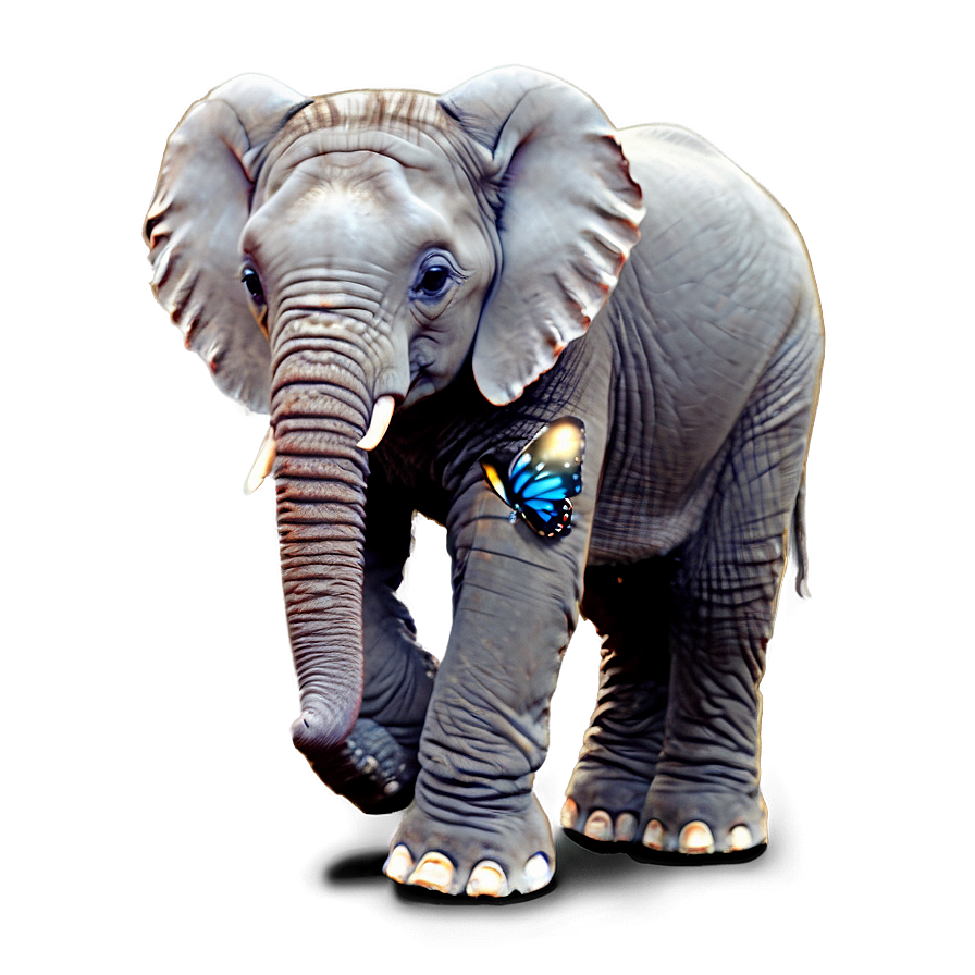 Baby Elephant With Butterfly Png 71 PNG