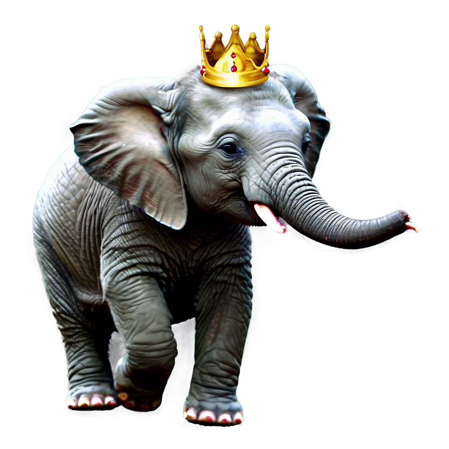 Baby Elephant With Crown Png 06122024 PNG