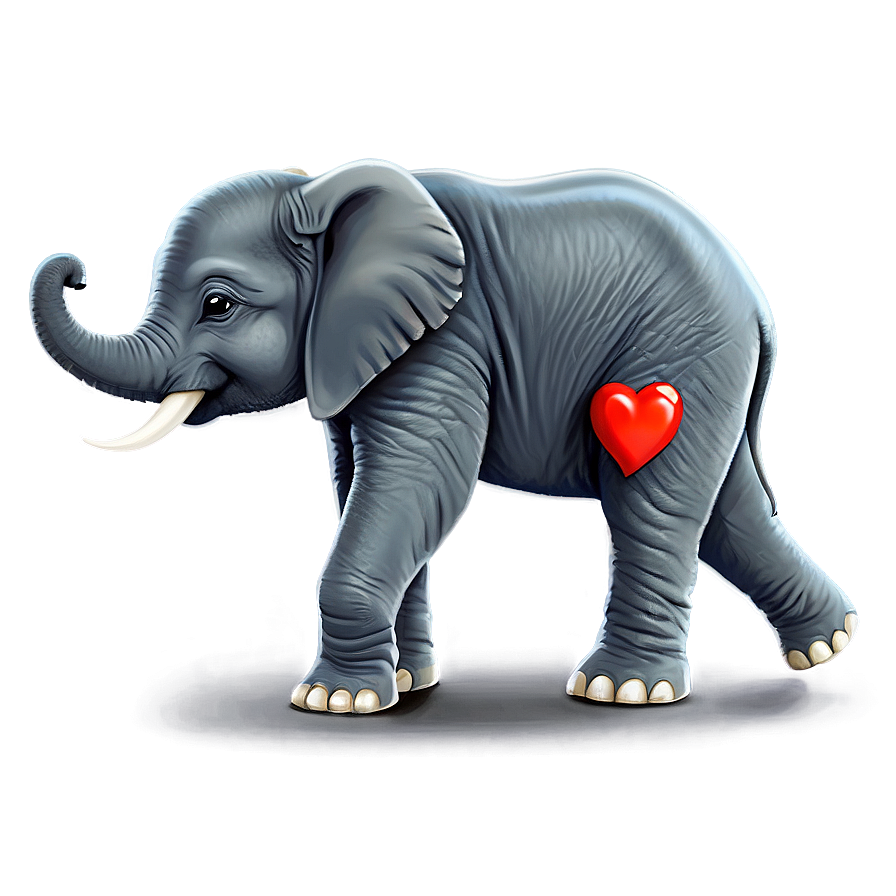 Baby Elephant With Heart Png 06122024 PNG