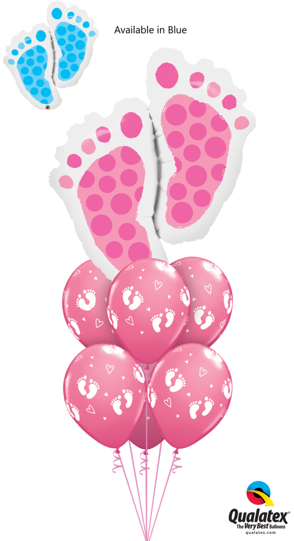 Baby Footprint Balloons Pinkand Blue PNG